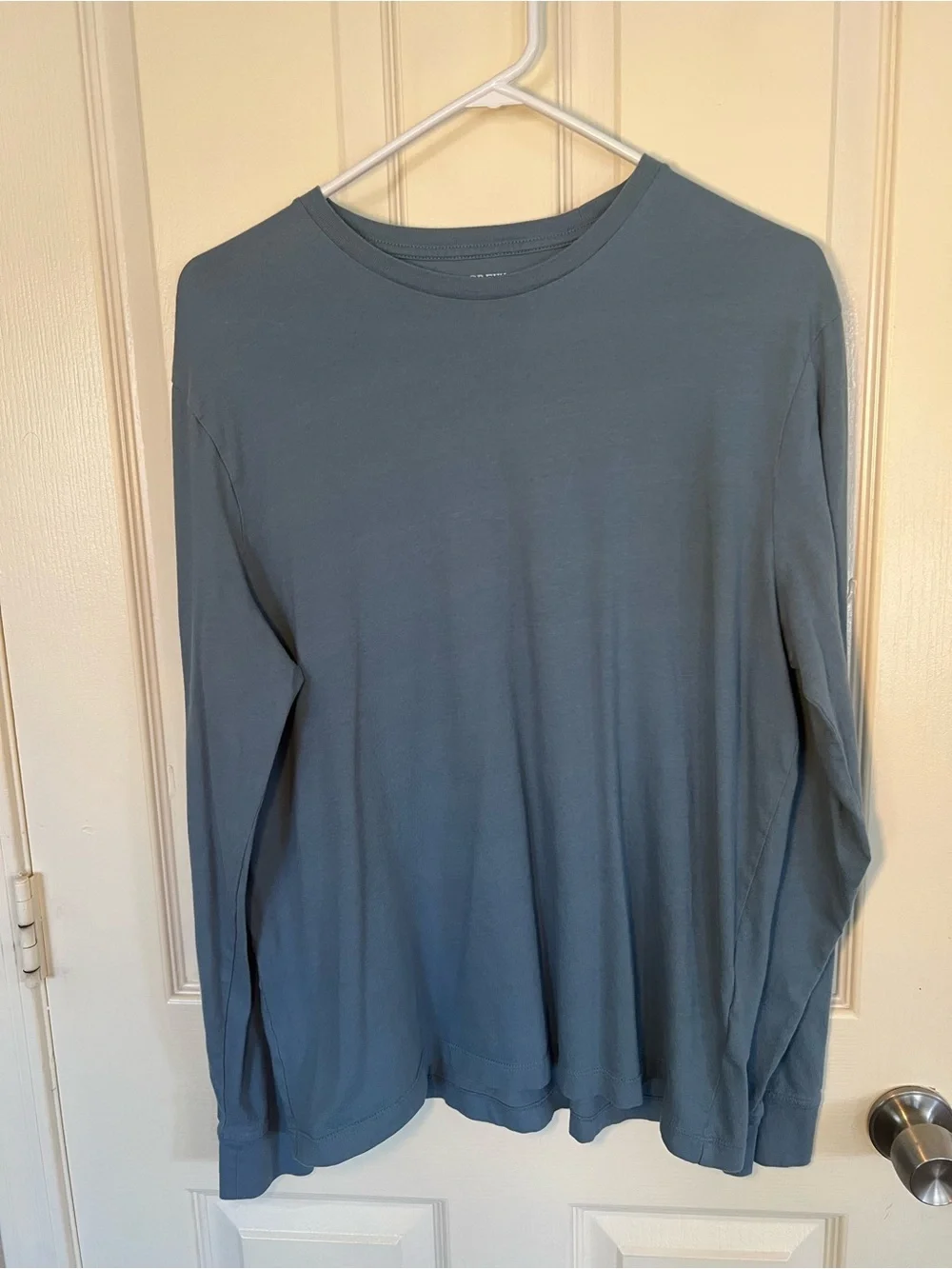 J.Crew Washed Cotton Long Sleeve Tee Blue Crewneck T-Shirt Size Large